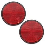 abbageba 2 Pcs Plastic Round Reflective Warning Reflector Fits for Car Motorcycle Motor Bikes Bicycles ATV Dirt Bike (Red)